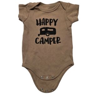 Luvable Friends Brown Happy Camper Short Sleeve Onesie Bodysuit Newborn - 3m